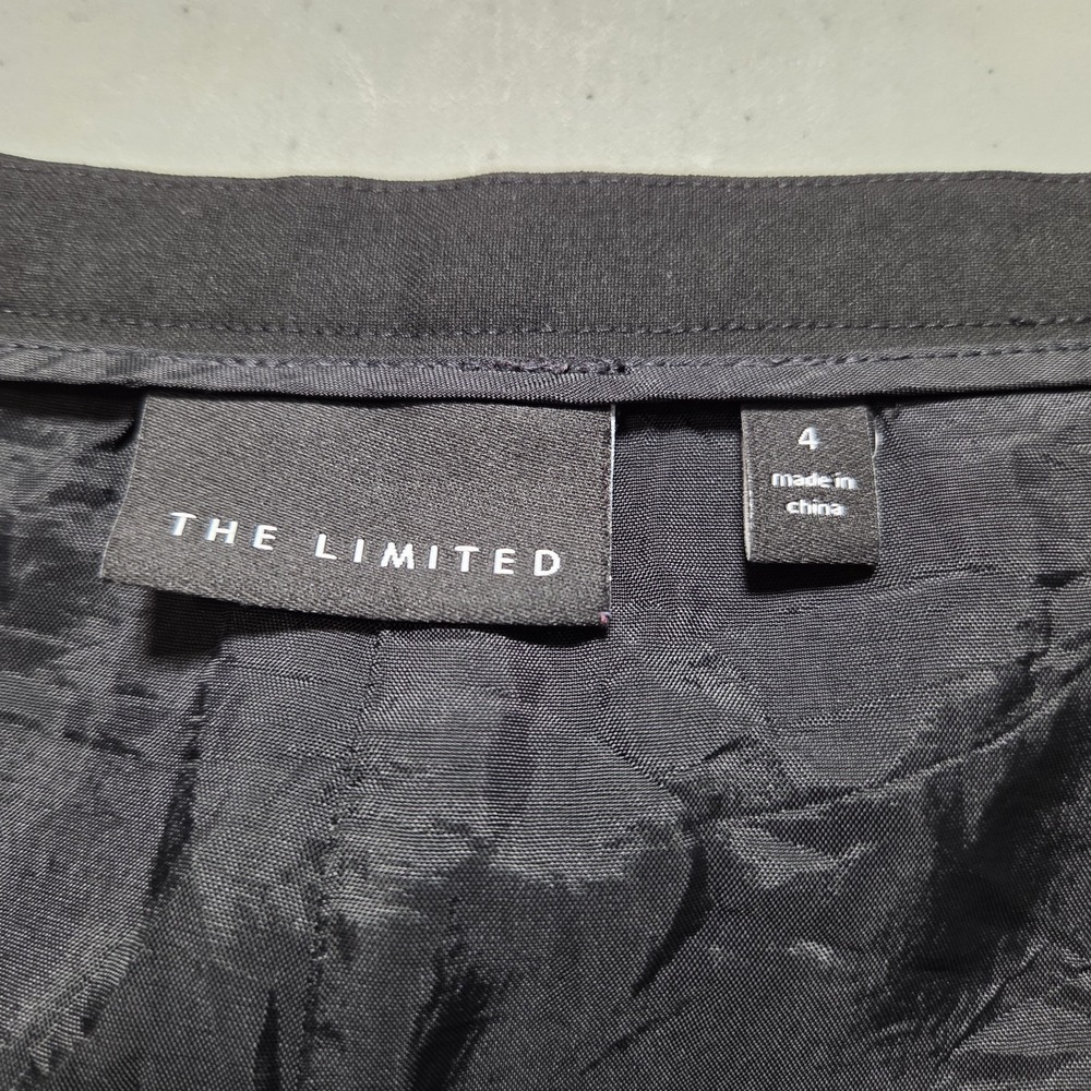Vtg 90s Limited SZ 4 Black Midi A-Line Skirt Y2K Lace Hem Lined Office Siren - Picture 7 of 11